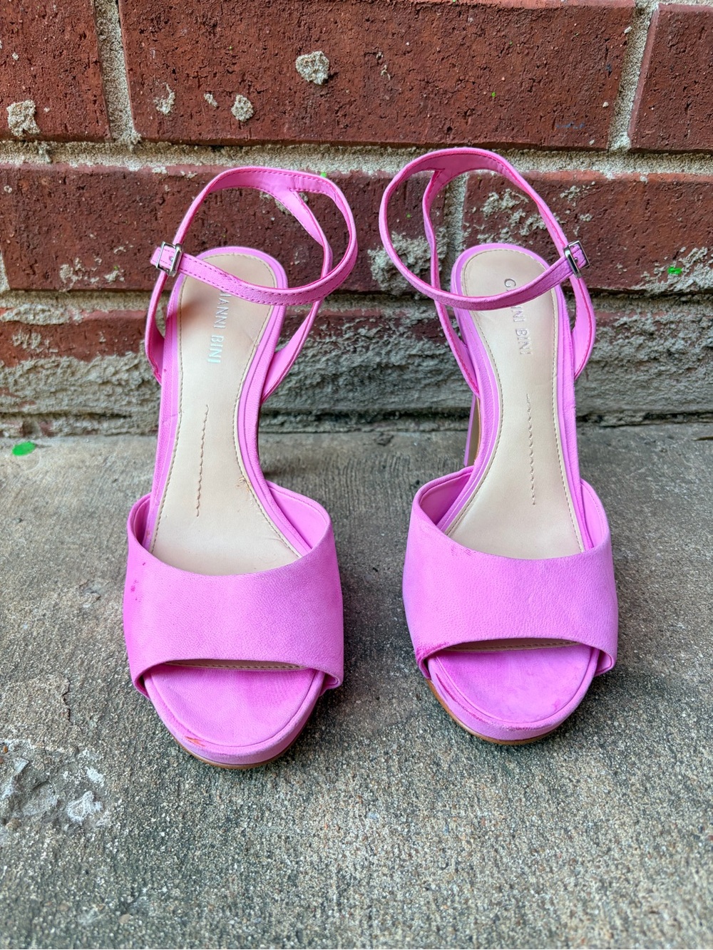 Gianni bini Pink Ankle-Strap Open-Toe Heels